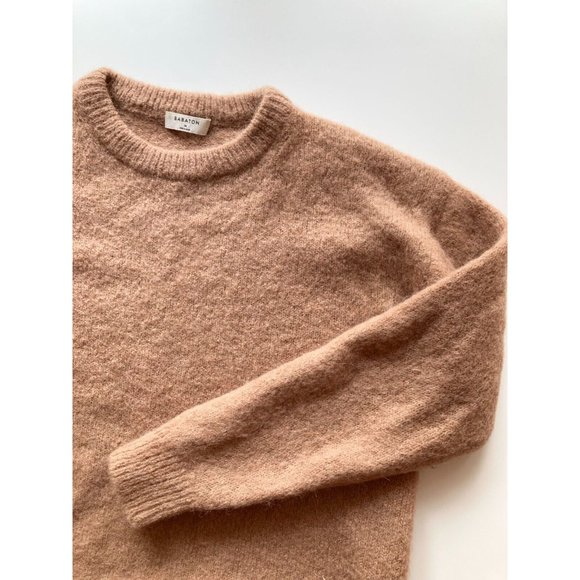 Aritzia BABATON Calvin Camel Tan Mohair Alpaca Knit Crew Neck Sweater, Size M - Picture 7 of 16